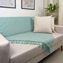 Ver imagem 2 de Kit 2 Mantas para Sofá 240x180 em Algodão Cor: Verde-àgua