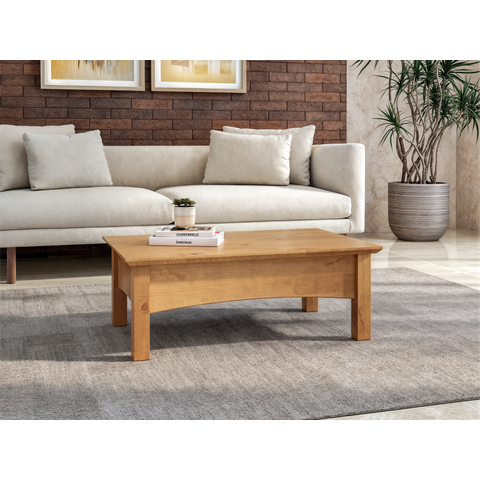 Mesa de Centro Retangular Madeira Maciça 93x59cm Bella