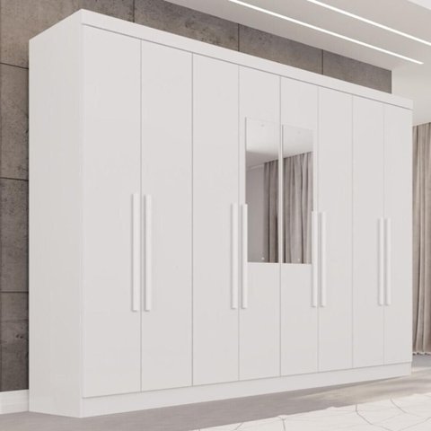 Guarda-Roupa Casal com Espelho 8 Portas 241cm Multimóveis Branco