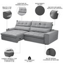 Ver imagem 3 de Sofá Retrátil Reclinável 3 Lugares 250cm Damy F05 Veludo Cinza - Mpozenato