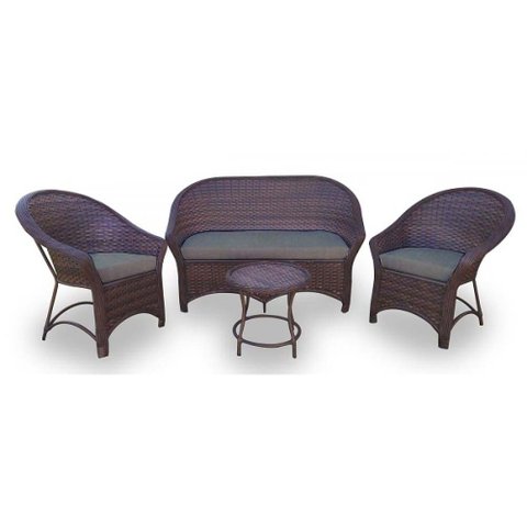 Conjunto de Sofá Fibra Sintética Bali Promo - 1 Sofá 2L + 2 Poltronas + 1 Mesa Centro - Tecido Duna 