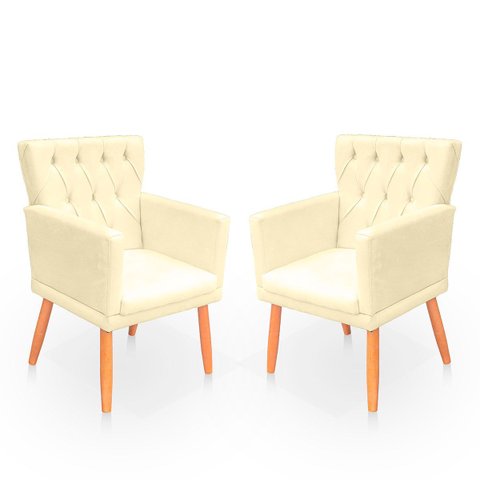 Kit com 2 Poltronas com Capitonê Clássica Confortável para Sala e Quarto Ana Suede