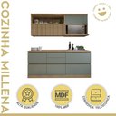 Ver imagem 5 de Conjunto de Cozinha 4 Peças com Aéreo e Nicho para Micro-Ondas MDF Millena Nesher Verde/Nature