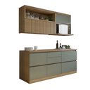 Ver imagem 3 de Conjunto de Cozinha 4 Peças com Aéreo e Nicho para Micro-Ondas MDF Millena Nesher Verde/Nature