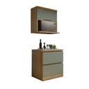 Ver imagem 2 de Cozinha Millena 2 Peças 80cm Aéreo Micro-Ondas MDF Yescasa Verde/Nature