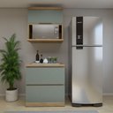 Ver imagem 1 de Cozinha Millena 2 Peças 80cm Aéreo Micro-Ondas MDF Yescasa Verde/Nature