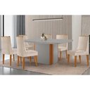 Ver imagem 1 de Conjunto: Mesa de Cozinha Pietã¡ Curvo 180cm + 6 Cadeiras Dakota Madeira Naturale/off White -