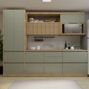 Ver imagem 1 de Conjunto de Cozinha 5 Peças com Aéreo e Nicho para Micro-Ondas MDF Millena Nesher Verde/Nature