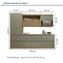 Ver imagem 3 de Conjunto de Cozinha 5 Peças com Aéreo e Nicho para Micro-Ondas MDF Millena Nesher Verde/Nature