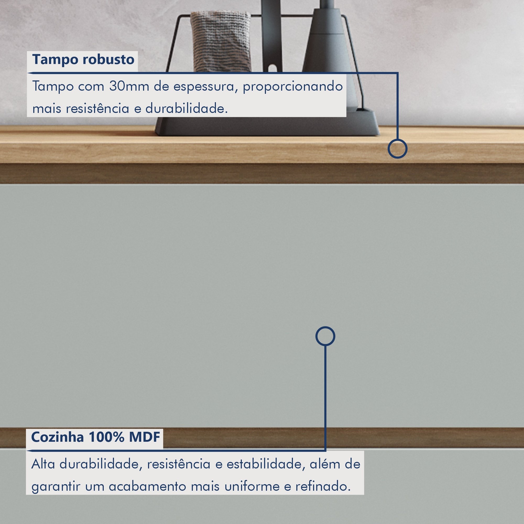 Cozinha Millena 5 Peças Aereo Micro-ondas 100% Mdf Yescasa - 3