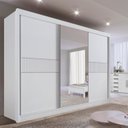 Ver imagem 1 de Guarda-Roupa Casal MDF com Espelho 3 Portas 6 Gavetas Miami Ripado Branco