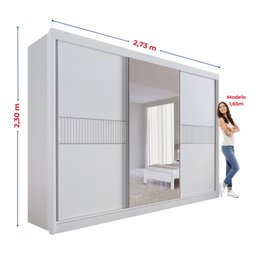 Guarda-roupa Casal Mdf com Espelho 3 Portas 6 Gavetas Miami Ripado - 6