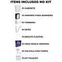 Ver imagem 3 de Gabinete 2 Portas Suspenso Para Banheiro Com Lavatório + Armário + Torneira + Engate + Veda Rosca