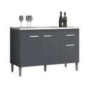 Ver imagem 2 de Balcão Gabinete de Pia Cozinha Multiuso 120cm sem Tampo Gabriela Cinza Fosco- Mabe Magazine
