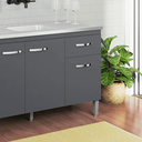 Ver imagem 3 de Balcão Gabinete de Pia Cozinha Multiuso 120cm sem Tampo Gabriela Cinza Fosco- Mabe Magazine