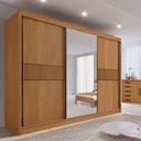 Ver mais imagens de Guarda-Roupa Casal MDF com Espelho 3 Portas 6 Gavetas Miami Ripado Marrom/Cinamomo/Off White