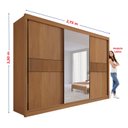 Ver imagem 6 de Guarda-Roupa Casal MDF com Espelho 3 Portas 6 Gavetas Miami Ripado Marrom/Cinamomo/Off White