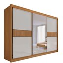 Ver imagem 5 de Guarda-Roupa Casal MDF com Espelho 3 Portas 6 Gavetas Miami Ripado Marrom/Cinamomo/Off White