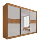Ver imagem 3 de Guarda-Roupa Casal MDF com Espelho 3 Portas 6 Gavetas Miami Ripado Marrom/Cinamomo/Off White