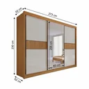 Ver imagem 3 de Guarda-Roupa Casal MDF com Espelho 3 Portas 6 Gavetas Miami Ripado Marrom/Cinamomo/Off White