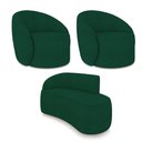 Ver imagem 1 de Sofá 2 Lugares Orgânico 140cm Morgan e 2 Poltronas Lua Bouclê Verde D03 - D'Rossi