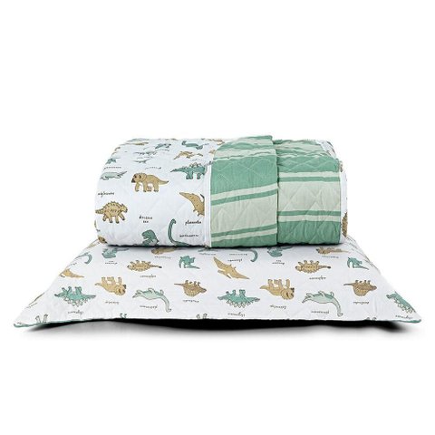 Kit Cobre Leito Solteiro Infantil Dinossauros 4 Peças Micropercal 200 Fios