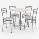 Ver imagem 1 de Conjunto Mesa Cinza 70x70cm Tampo Branco com 4 Cadeiras Epoxi
