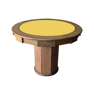 Mesa de Carteado com Gavetas e Porta Copos Vintage - 0,90x0,80 - com Xadrez - Havana