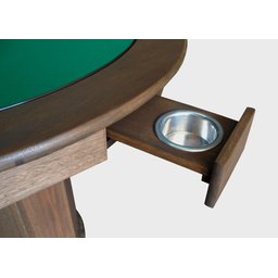 Mesa de Carteado com Gavetas e Porta Copos Vintage - 0,90x0,80 - com Xadrez - Havana - 2