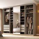 Ver imagem 4 de Guarda-roupa Closet Casal 100% Mdf Bp 277,7cm com 1 Porta Espelho 6 Gavetas Sion