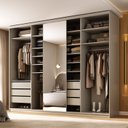 Ver imagem 5 de Guarda-Roupa Closet Casal 100% MDF BP 277,7cm com 1 Porta Espelho 6 Gavetas Sion Bege/Panna