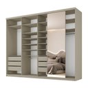 Ver imagem 2 de Guarda-Roupa Closet Casal 100% MDF BP 277,7cm com 1 Porta Espelho 6 Gavetas Sion Bege/Panna