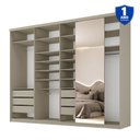 Ver imagem 4 de Guarda-Roupa Closet Casal 100% MDF BP 277,7cm com 1 Porta Espelho 6 Gavetas Sion Bege/Panna