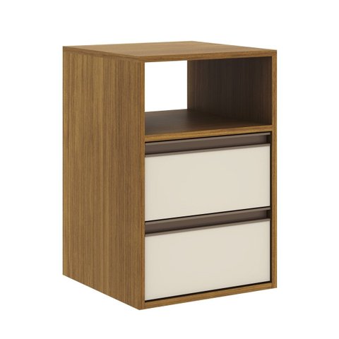 Mesa de Cabeceira 2 Gavetas Mdf Select Belmax:freijó/off White