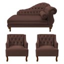 Ver imagem 1 de Divã Larissa 150 cm Esquerdo de quem senta e 2 Poltronas Genesis Suede Marrom - LM DECOR