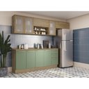 Ver imagem 1 de Cozinha Completa Modulada 5 Peças com Porta Telada Botanic Marrom/Nogueira/Verde Oliva