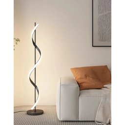 Luminária Chão Luxo Moderna Slim Led Integrado Espiral 1,40m- Preta - 1