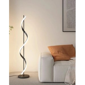 Luminária Chão Luxo Moderna Slim Led Integrado Espiral 1,40m- Preta