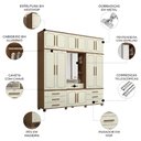 Ver imagem 3 de Guarda Roupa Capelinha 13 Portas 7 Gavetas com Espelho Tóquio Jatobá/Areia S01 - Mpozenato