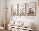 Ver imagem 4 de Kit 3 Quadros Animais Fazendinha Trator Vermelho Quarto Menino Infantil