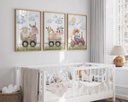 Ver imagem 3 de Kit 3 Quadros Animais Fazendinha Trator Vermelho Quarto Menino Infantil
