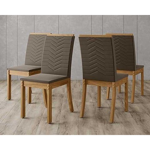 Kit 4 Cadeiras de Cozinha Isa 4 Un Nature/suede Marrom - Henn