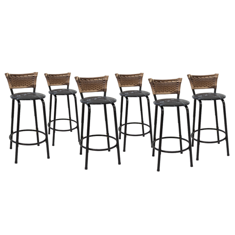 Kit 6 Bancos para Bancada Cozinha Gourmet Junco Cappuccino Balcão Ilha Banqueta 60cm Itagold