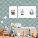 Ver imagem 2 de Kit 3 Quadros Grandes Quarto Infantil Filhotinhos I 60x48cm:moldura Branca