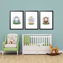 Ver imagem 1 de Kit 3 Quadros Grandes Quarto Infantil Filhotinhos I 60x48cm:moldura Branca