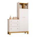 Ver imagem 2 de Guarda-roupa Infantil Flora 2 Portas 3 Gavetas Branco Acetinado - Qmovi