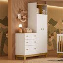 Ver imagem 1 de Guarda-roupa Infantil Flora 2 Portas 3 Gavetas Branco Acetinado - Qmovi
