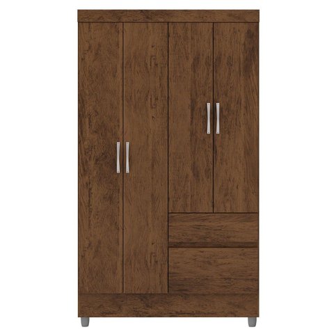 Guarda-roupa Solteiro 4 Portas 2 Gavetas com Pés Ideval Imbuia Rústico