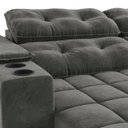 Ver imagem 6 de Sofá 230cm com Porta Copos Retrátil e Reclinável Premier Cinza Veludo Chumbo