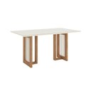 Ver imagem 6 de Conjunto Sala de Jantar Mesa Canto Reto com Vidro 6 Cadeiras Yara Marrom/Nature/Off White/Amêndoa